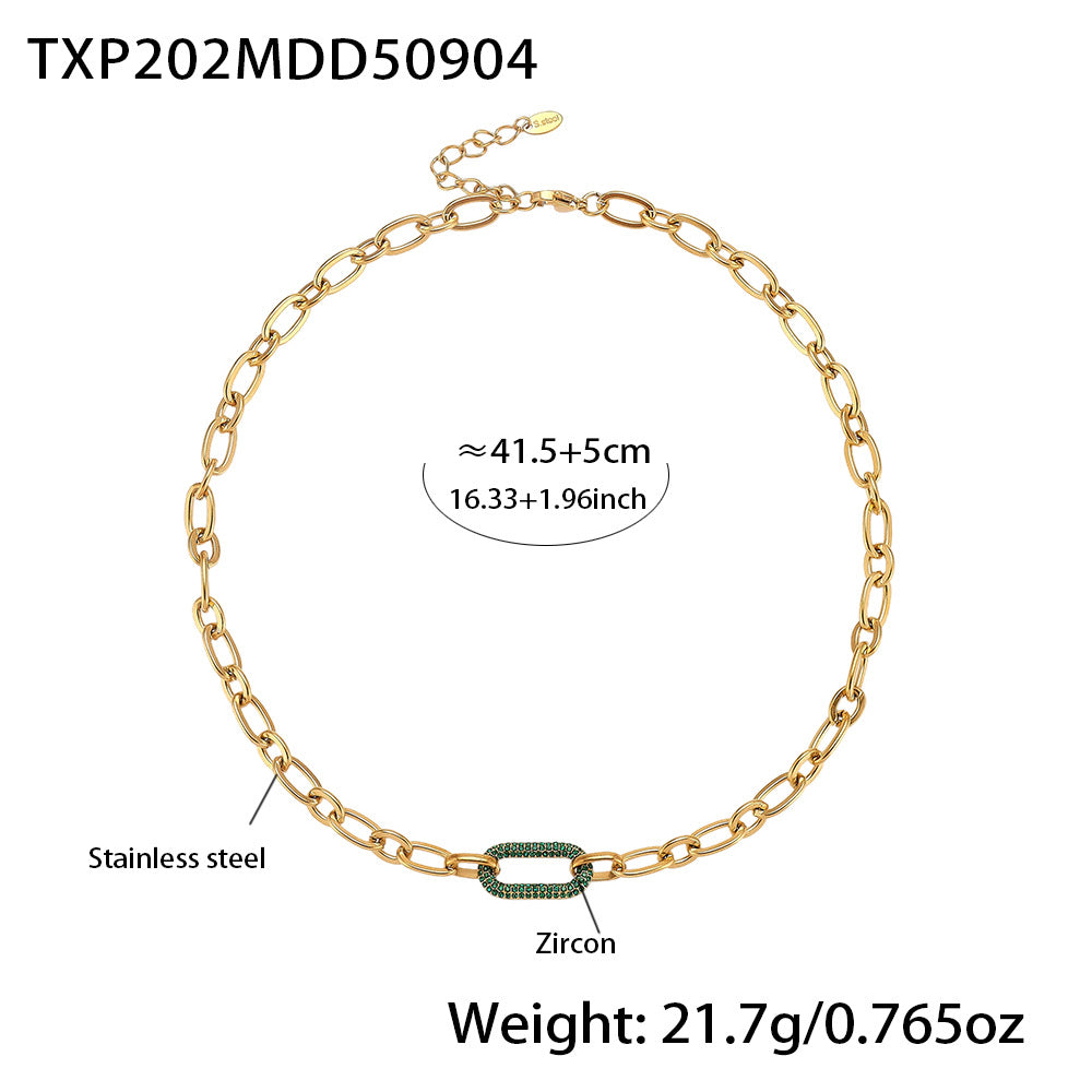 Titanium Steel Zircon Jewelry Set | Micro-Pave Zirconia Clavicle Necklace & Bracelet | Luxury Stainless Steel Jewelry Suit for Women | Trendy Minimalist Sparkle Accessory Set | 2026 High-Fashion Tarnish-Free Jewelry
