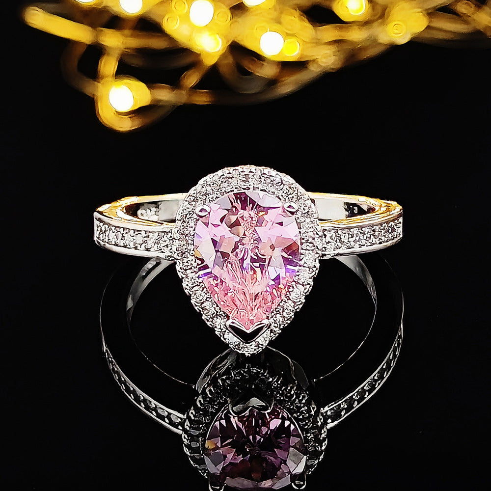 Luxury Multicolor Cubic Zirconia Wedding Ring | T-Shape Baguette Stone Statement Ring | Colorful Charm Party Jewelry for Women | Vibrant Anniversary & Celebration Gift