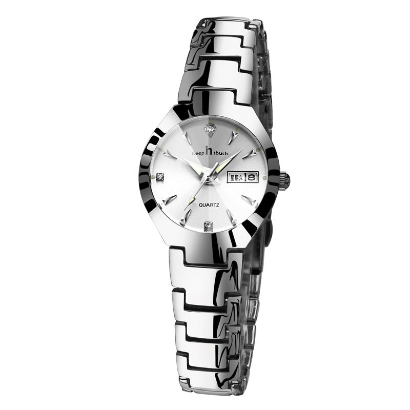 Luxury Luminous Couple Watch Set | Matching Quartz Watches with Calendar | Glow-in-the-Dark Water Resistant Lovers' Timepiece | Elegant Men & Women Business Wristwatch Set