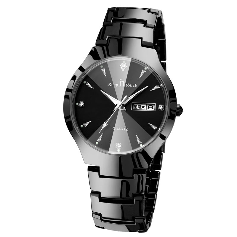 Luxury Luminous Couple Watch Set | Matching Quartz Watches with Calendar | Glow-in-the-Dark Water Resistant Lovers' Timepiece | Elegant Men & Women Business Wristwatch Set