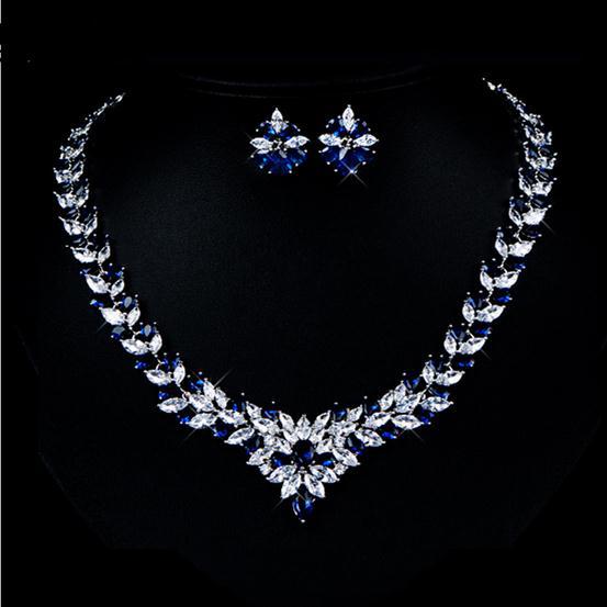 Elegant Zircon Flower Stud & Necklace Set | Delicate Floral Crystal Jewelry Duo | Luxury 925 Silver Plated Flower Jewelry for Women | Minimalist Sparkle Wedding & Daily Wear Set