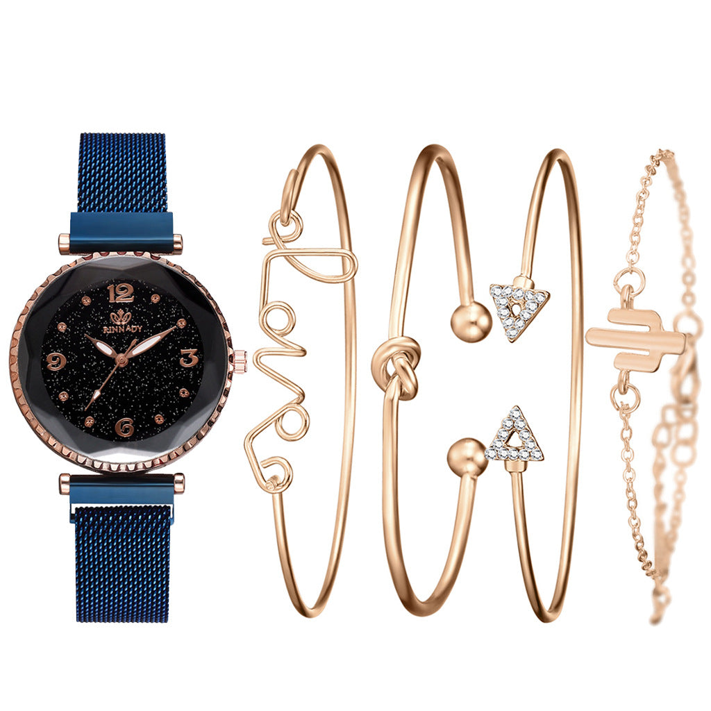 Women’s Starry Sky Magnetic Buckle Watch | Elegant Roman Numeral Bracelet Wristwatch | Modern Gradient Dial Fashion Clock | Trendy Mesh Band Magnetic Jewelry Watch | 2026 Minimalist Luxury Gift for Her