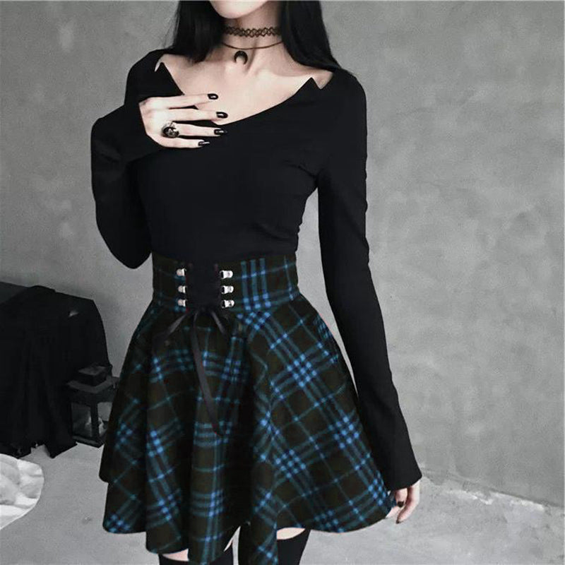 Women’s Irregular Plaid Asymmetrical Skirt | Trendy High-Waist Checkered Mini Skirt | Modern Patchwork Plaid Skirt for Streetwear | Unique A-Line Geometric Skirt