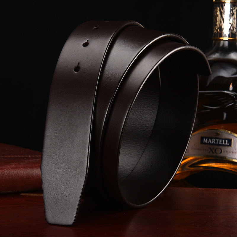 Men’s Premium Leather Replacement Belt Strap | Headless Genuine Cowhide Belt | High-Sense "No Buckle" Leather Waistband | Versatile DIY Custom Leather Strap for Men