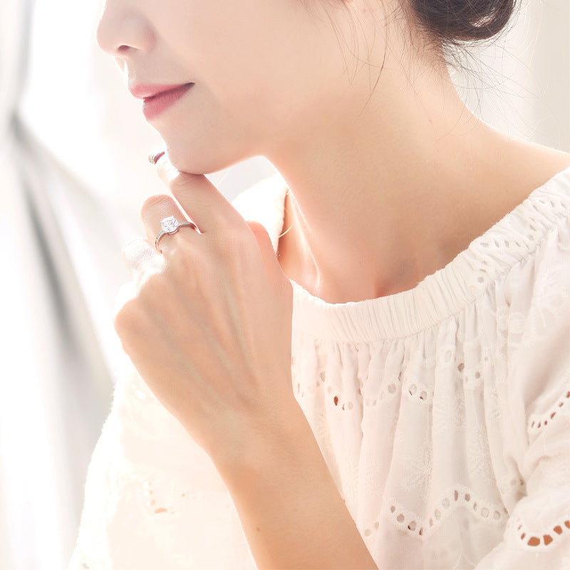 Authentic 925 Sterling Silver Engagement Ring | Classic Solitaire Wedding Band for Women | Sparkling Cubic Zirconia Promise Ring | Elegant Anniversary Jewelry Gift