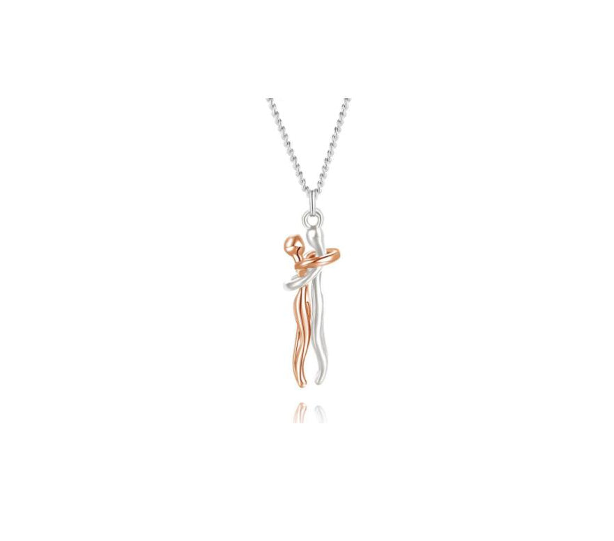 Love Hug Pendant Necklace for Couples | Unisex Romantic Hugging Figure Necklace | Minimalist Clavicle Chain Jewelry | Meaningful Valentine’s Day & Anniversary Gift