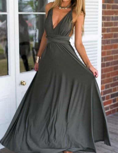 Women’s Multiway Backless Maxi Dress | Versatile Infinity Bridesmaid Dress | Summer Boho Floor-Length Party Gown |Bandage Clubwear Maxi | 2026 Convertible Evening Dress for Women