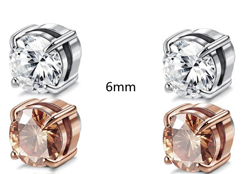 Unisex Zircon Stud Earrings | Magnetic Non-Piercing Ear Clips | Luxury Sparkle Zirconia Magnet Earrings for Men & Women | Trendy Minimalist Clip-on Studs | 2026 High-Fashion No-Hole Jewelry