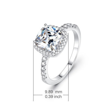 925 Sterling Silver Square Cut Diamond Simulant Ring | Elegant Princess Cut Zirconia Engagement Ring | Minimalist Sparkling Promise Ring for Women