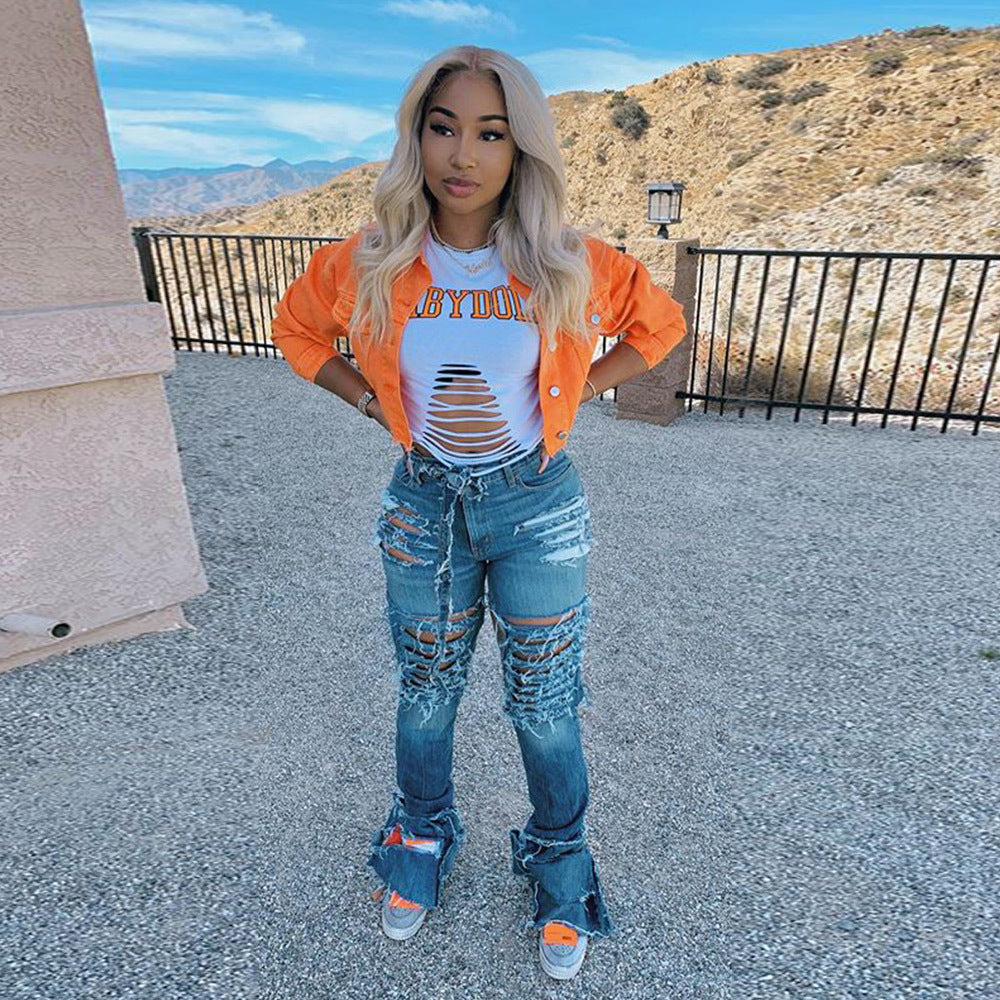 Women’s Cropped Bodycon Denim Jacket | Streetwear Slim-Fit Jeans Jacket | Trendy Short Denim Outwear for Women | Casual High-Waist Wash Denim Coat