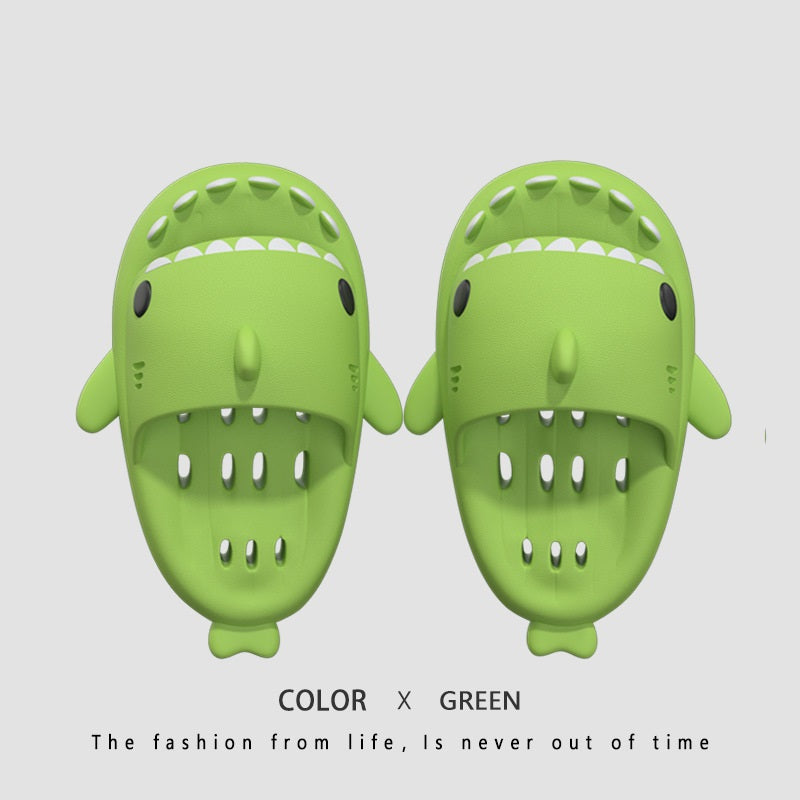 Shark Slippers with Drain Holes | High-Sense Quick-Drying Shower Shoes | Trendy Minimalist EVA Pool Shark Slides | Luxury-Label Statuesque Radiant Beach Sandals | 2026 High-Fashion Emerald-Luxe Essential