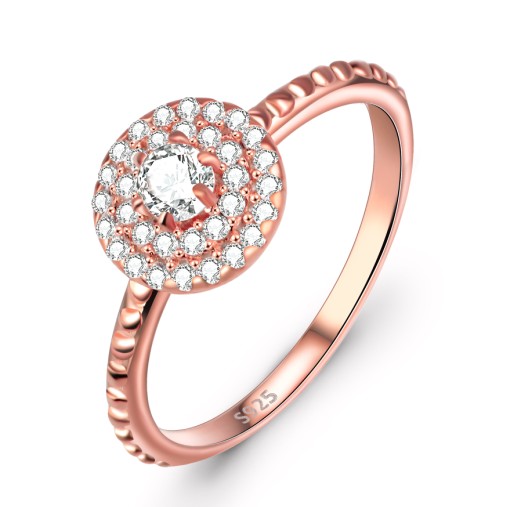 925 Sterling Silver Diamante "Sky Star" Ring | Gold & Rose Gold Plated Inlaid Zircon Ring | Elegant Wedding & Proposal Jewelry for Women