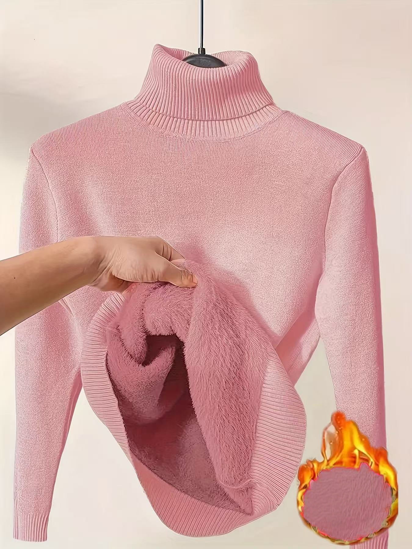 Women’s Fleece-Lined Turtleneck Sweater | Ultra-Warm Thick Knitted Pullover | Elegant Winter Thermal Knitwear | High-Sense Minimalist Slim Fit Sweater for Women