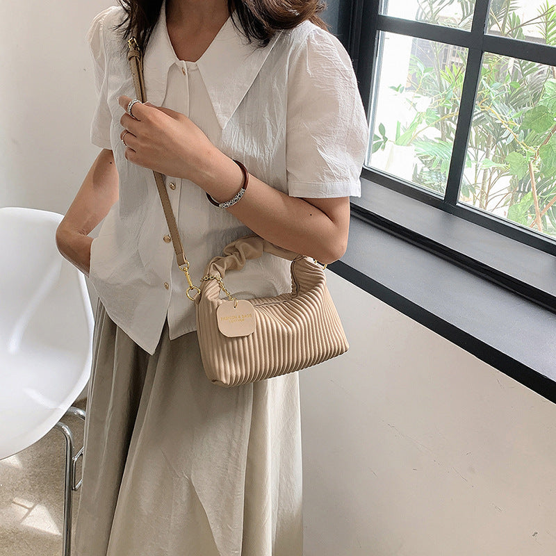 Women’s Pleated PU Leather "Cloud" Crossbody Bag | Elegant Small Cloud Tote with Adjustable Strap | Luxury Soft-Touch Messenger Bag | Trendy Minimalist Petite Handbag | 2026 High-Fashion Compact Purse for Ladies