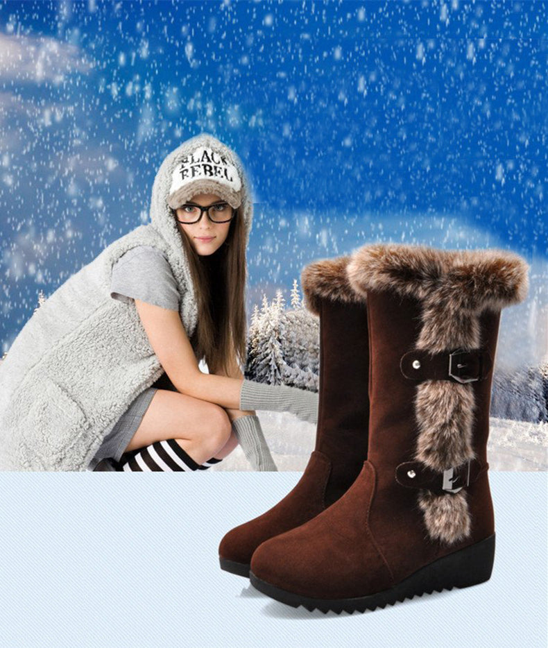 Women’s Mid-Calf Snow Boots | Faux Fur Plush Lined Winter Boots | High-Sense Waterproof Thermal Outdoor Boots | Trendy Minimalist Warm Winter Footwear | 2026 High-Fashion Anti-Slip Snow Boots