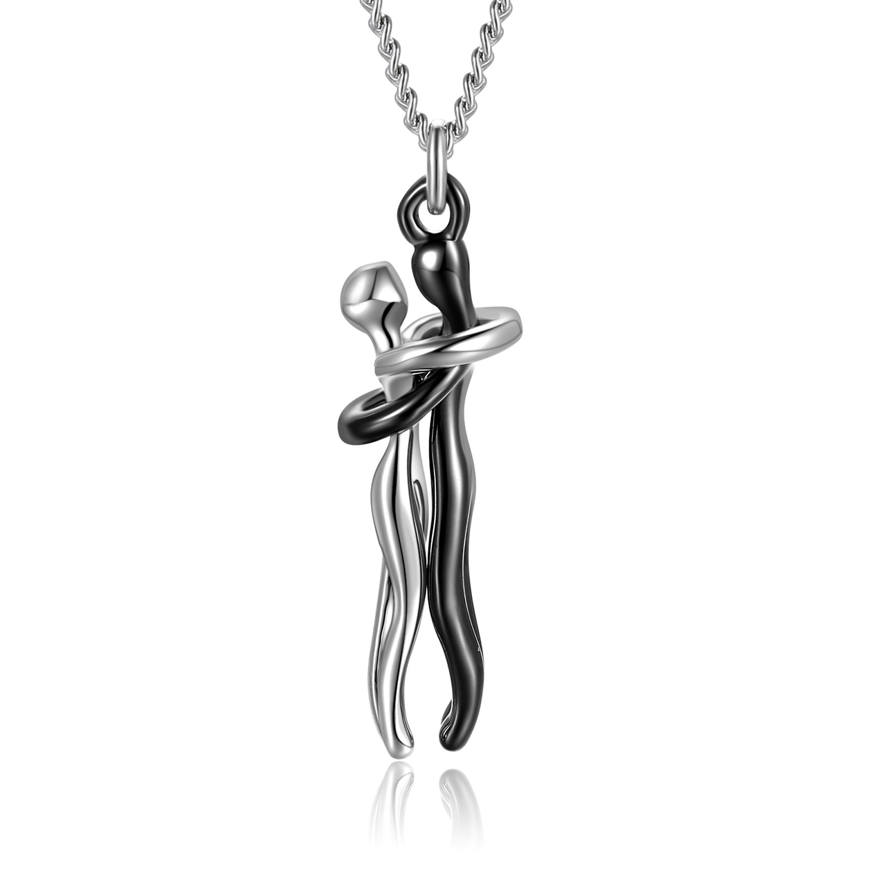 Love Hug Pendant Necklace for Couples | Unisex Romantic Hugging Figure Necklace | Minimalist Clavicle Chain Jewelry | Meaningful Valentine’s Day & Anniversary Gift