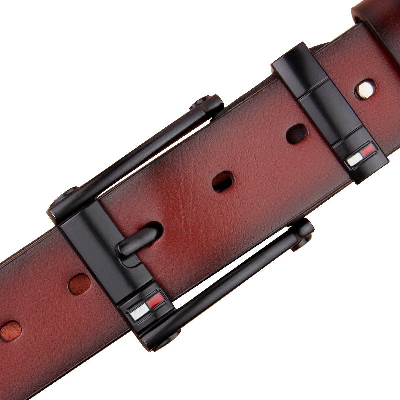 Men’s Antique Pin Buckle Leather Belt | Vintage Style Distressed Leather Waistband | Classic Retro Casual Belt for Men | High-Quality Rustic Fashion Belt with Metal Buckle