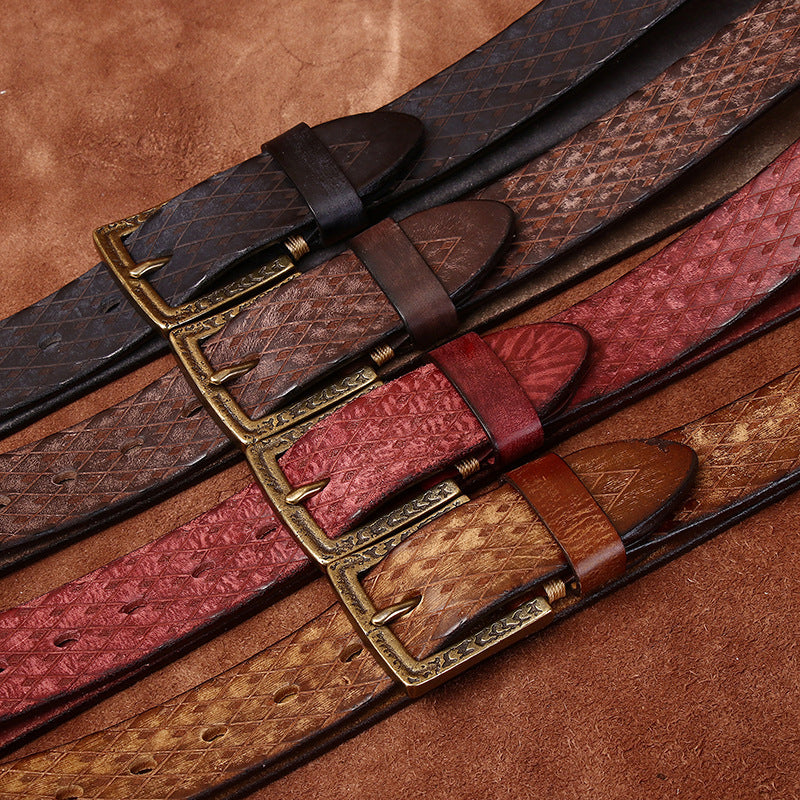 Men’s Original Diamond-Carved Denim Belt | High-Sense Architectural Leather & Denim Waistband | Trendy Minimalist Rugged Jeans Belt | Luxury-Label Statuesque Men’s Accessory | 2026 High-Fashion Urban Essential
