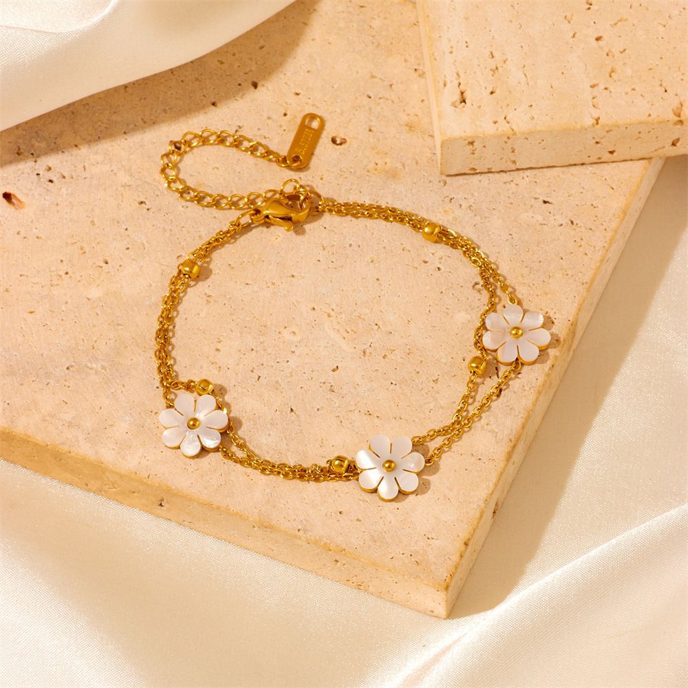 Double-Layered Daisy Flower Jewelry Set | Stainless Steel Floral Pendant Necklace & Earrings | Trendy 2-in-1 Layering Necklace for Women | Waterproof & Tarnish-Free Jewelry