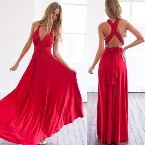 Women’s Multiway Backless Maxi Dress | Versatile Infinity Bridesmaid Dress | Summer Boho Floor-Length Party Gown |Bandage Clubwear Maxi | 2026 Convertible Evening Dress for Women