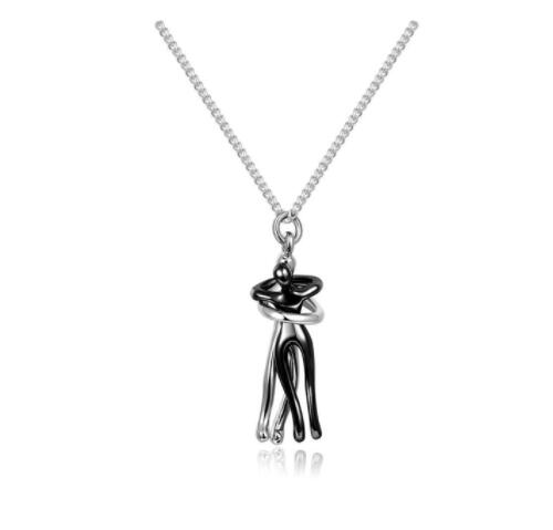 Love Hug Pendant Necklace for Couples | Unisex Romantic Hugging Figure Necklace | Minimalist Clavicle Chain Jewelry | Meaningful Valentine’s Day & Anniversary Gift