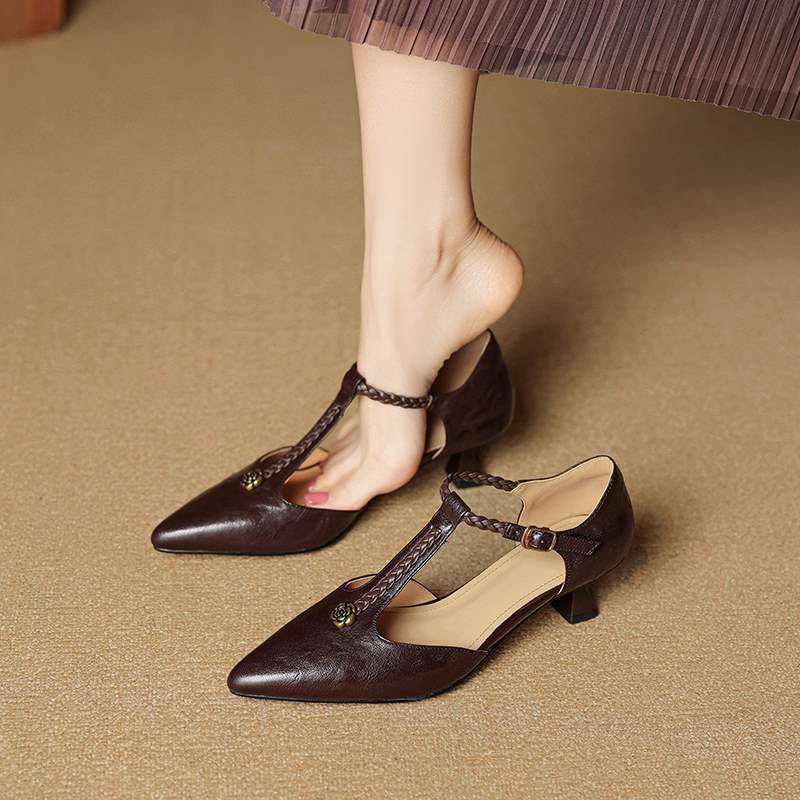 Women’s French Retro Camellia Ballet Flats | Elegant Stiletto Heel Pointed Toe Pumps | High-Sense Camellia Embellished Evening Heels | Chic Vintage-Inspired Luxury Dress Shoes