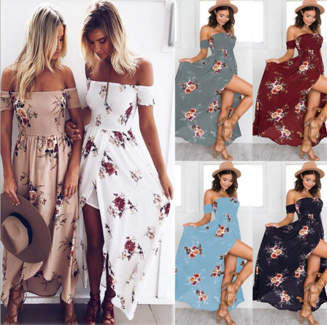 Women’s Boho Style Off-Shoulder Long Dress | High-Sense Beach Summer Gown | Trendy Minimalist Tropical Silhouette Dress | Luxury-Label Statuesque Resort Wear | 2026 High-Fashion Radiant Vacation Essential