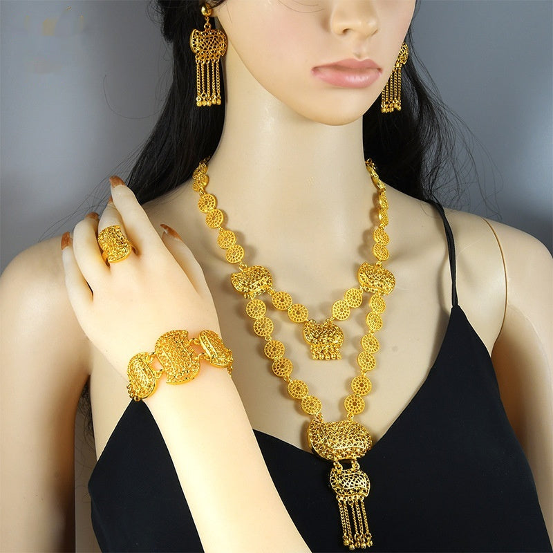 4-Piece Wedding Jewelry Set for Women | Elegant Crystal Necklace, Bracelet, Ring & Earrings Suite | Luxury Bridal Accessories Set | Trendy Sparkly Wedding Jewelry | 2026 High-Fashion Formal Evening Jewelry Set