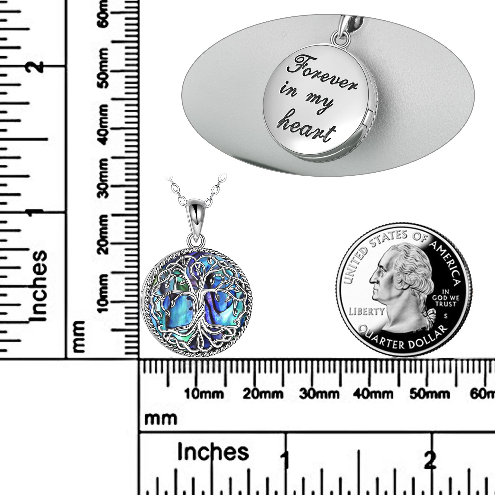 Tree of Life Locket Necklace for Women | Sterling Silver Celtic Family Tree Pendant | Natural Abalone Shell Locket Jewelry | Meaningful Jewelry Gift for Mom & Daughter | 2026 High-Fashion Iridescent Keepsake Necklace