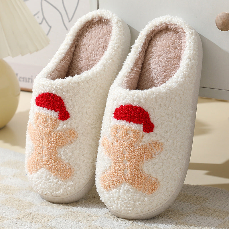 Christmas Santa Claus Home Slippers | Cute Cartoon Winter Warm Cotton Shoes | Unisex Furry Holiday Slippers for Couples | Non-Slip Plush Indoor Footwear