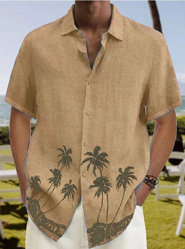 Men’s Summer Fashion Trend Beach Shirt | Casual Short Sleeve Tropical Button-Down | Breathable Lightweight Vacation Shirt | Trendy Men's Streetwear Summer Top