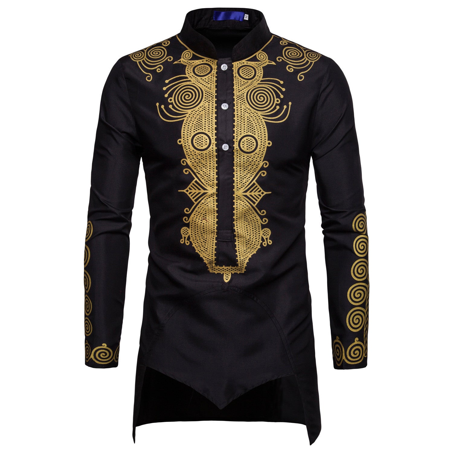 Men’s Modern African Print Pullover | Hip-Hop Style African Long Robe | Urban Dashiki Streetwear for Men | Casual African Print Longline Shirt | Global Heritage Apparel