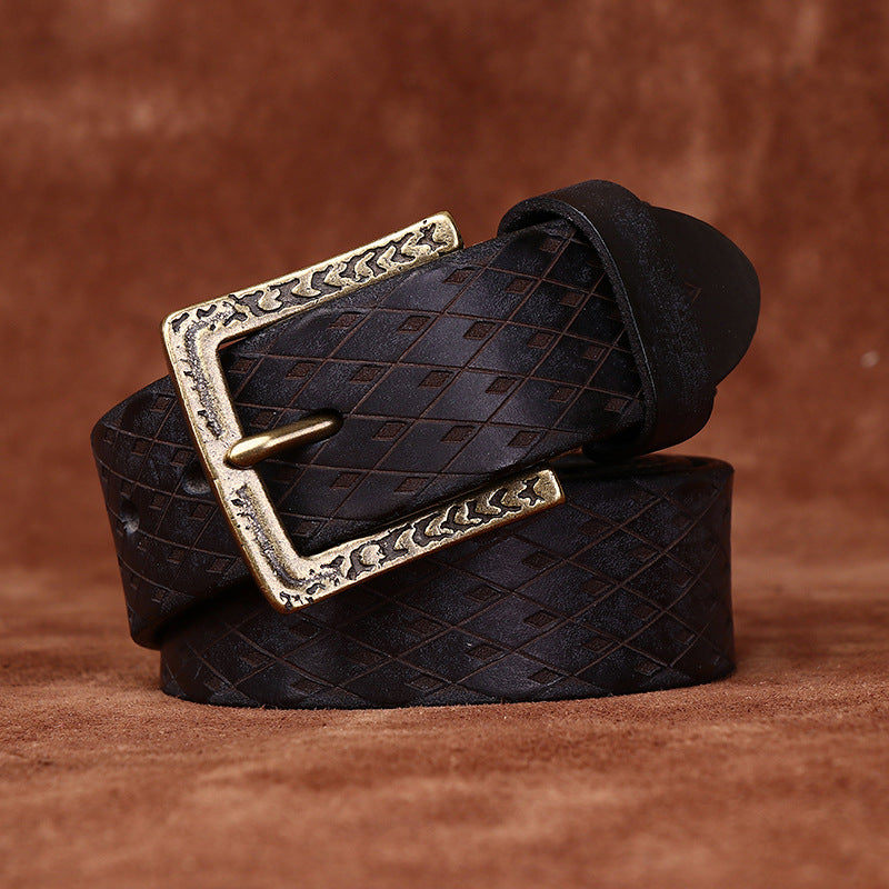 Men’s Original Diamond-Carved Denim Belt | High-Sense Architectural Leather & Denim Waistband | Trendy Minimalist Rugged Jeans Belt | Luxury-Label Statuesque Men’s Accessory | 2026 High-Fashion Urban Essential