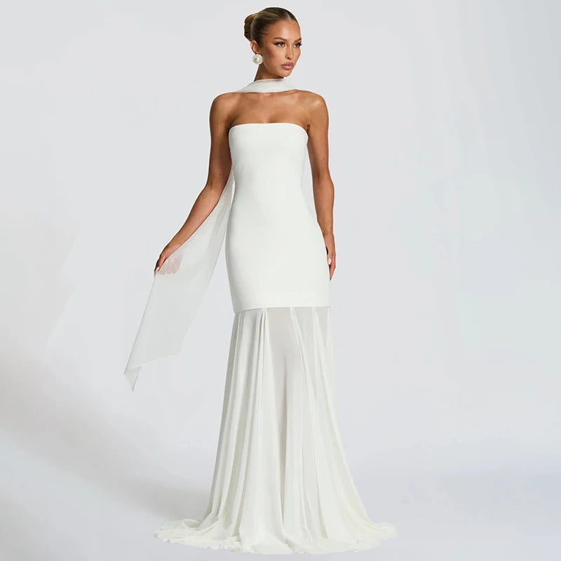 Red Strapless Body-Hugging Mermaid Dress | High-Sense Formal Evening Gown | Trendy Minimalist Crimson Fishtail Dress | Luxury-Label Statuesque Radiant Occasion Wear | 2026 High-Fashion Emerald-Luxe Essential