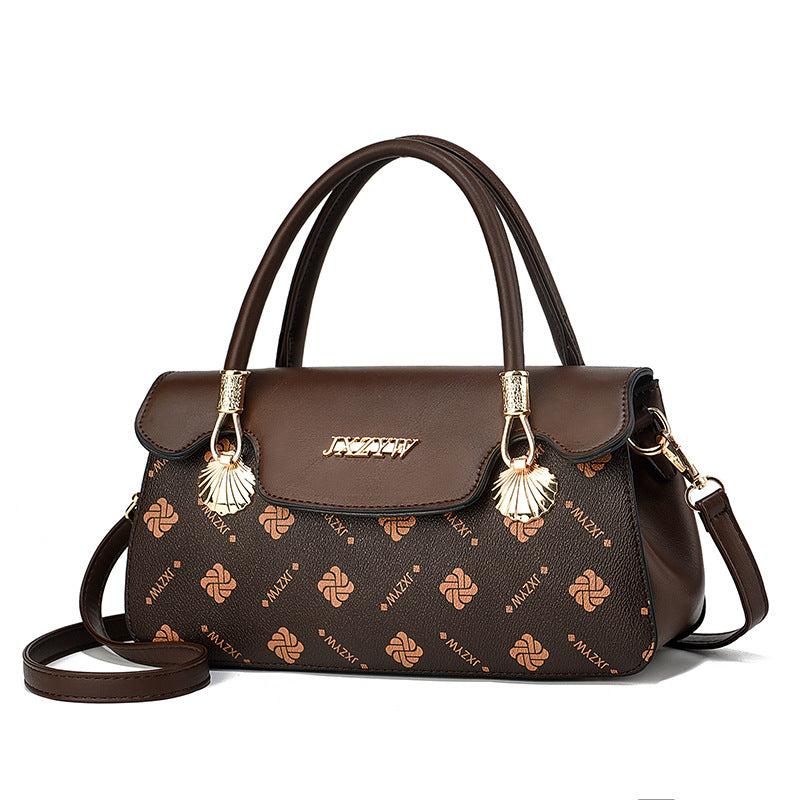 Vintage Exquisite Letter Printed Women’s Handbag | Luxury Monogram Cross-body Bag for Women | Fashion Printed Casual Simple Handbag | Trendy Designer-Style Top Handle Bag | 2026 High-Fashion Retro Shoulder Bag