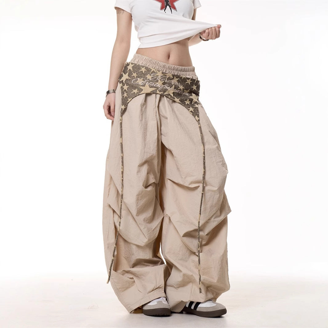 Women’s Relaxed American-Style Cargo Pants | Trendy Layered Design Cargo Trousers | Casual Loose-Fit Pants with Tie Details | Edgy Streetwear Utility Pants | 2026 Women’s Fashion Cargoes