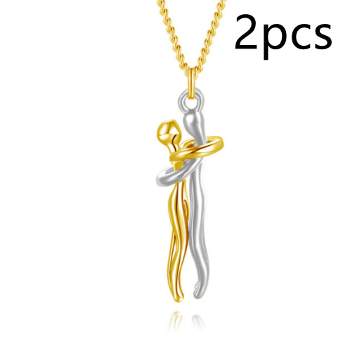 Love Hug Pendant Necklace for Couples | Unisex Romantic Hugging Figure Necklace | Minimalist Clavicle Chain Jewelry | Meaningful Valentine’s Day & Anniversary Gift