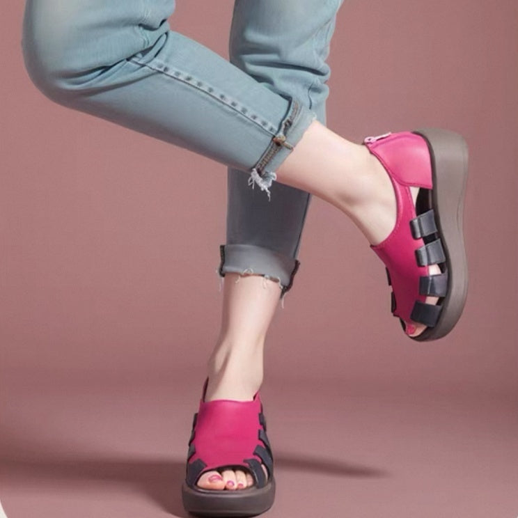 Women’s Genuine Leather Wedge Sandals | Comfortable Thick Sole Platform Shoes | Elegant Soft Leather Summer Wedges | Non-Slip Walking Sandals for Women | Premium Quality "All-Day" Comfort Footwear