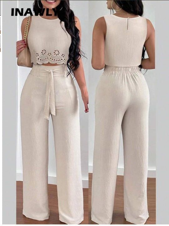 omen’s Floral Off-Shoulder 2-Piece Set | Sleeveless Crop Top and Tie-Front Pants | Casual Summer Co-ord Set | Trendy Boho-Chic Floral Outfit for Women | 2026 Vacation Wear Essentials
