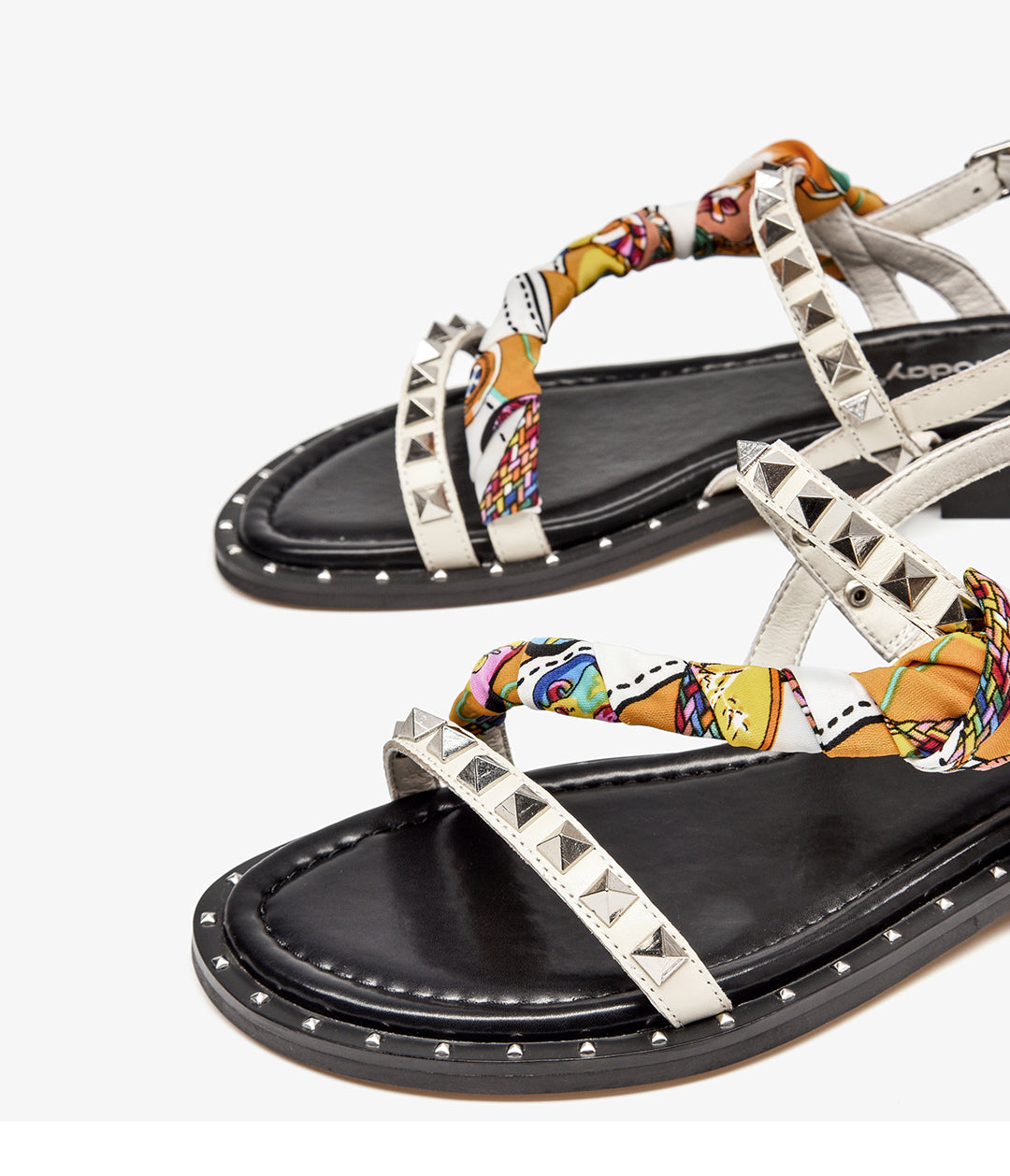 Women’s Studded Leather French Niche Flat Sandals | Elegant Rivet Detail Summer Slides | Chic Open-Toe Parisian Style Flats | Premium Leather Designer Inspired Sandals | 2026 Trendy Casual Luxury Footwear