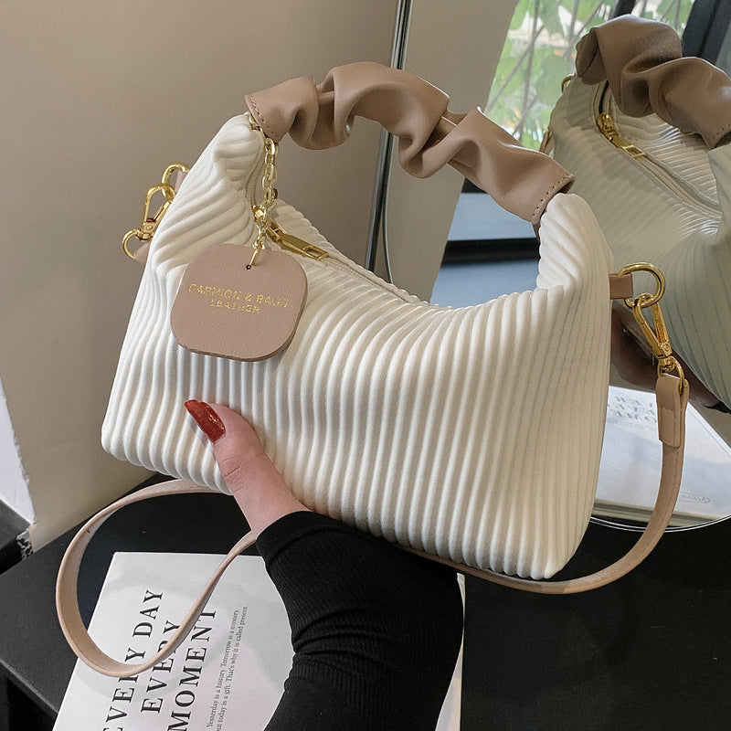Women’s Pleated PU Leather "Cloud" Crossbody Bag | Elegant Small Cloud Tote with Adjustable Strap | Luxury Soft-Touch Messenger Bag | Trendy Minimalist Petite Handbag | 2026 High-Fashion Compact Purse for Ladies
