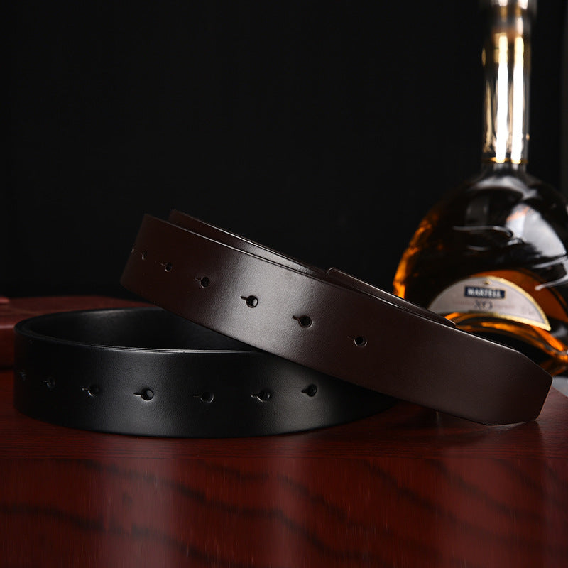 Men’s Premium Leather Replacement Belt Strap | Headless Genuine Cowhide Belt | High-Sense "No Buckle" Leather Waistband | Versatile DIY Custom Leather Strap for Men