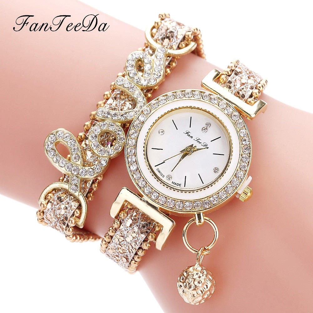 Fanteeda Luxury Women’s Bracelet Watch | High-Sense Rhinestone Dress Wristwatch | Trendy Minimalist Jewelry Clock for Ladies | Luxury-Label Statuesque Radiant Accessory | 2026 High-Fashion Emerald-Toned Fashion Essential
