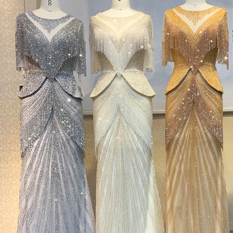 Luxury Mermaid Evening Dress for Women | Queen Fashion Banquet Gown | Elegant Floor-Length Formal Party Dress | Sophisticated High-End Cocktail & Wedding Guest Gown