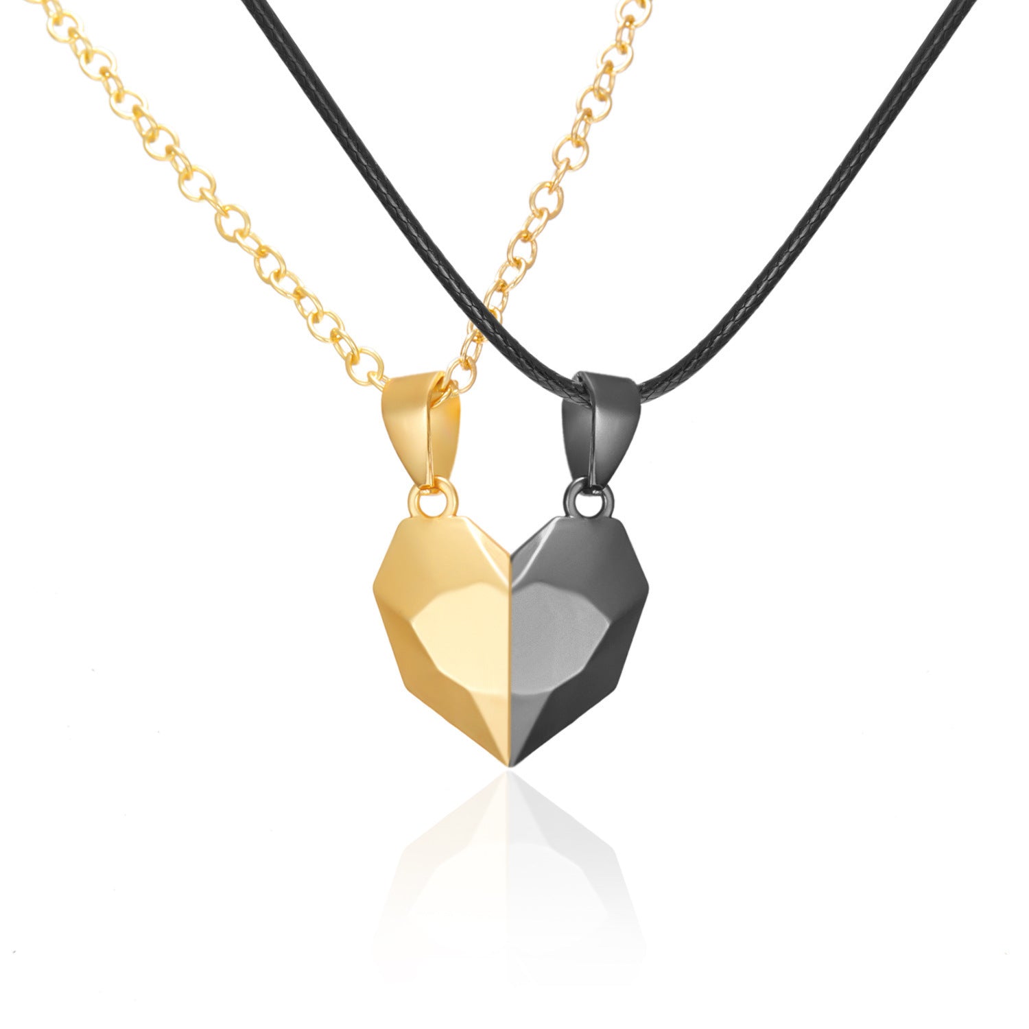 Magnetic Wishing Stone Couple Necklace | Heart-Shaped Electrocardiogram Pendant for Lovers | Ancient Love Token Splicing Necklace | Perfect Valentine’s Day Gift