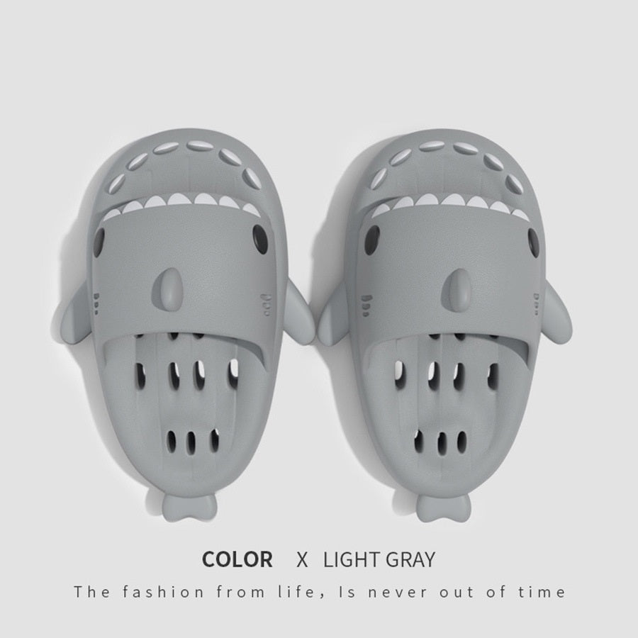 Shark Slippers with Drain Holes | High-Sense Quick-Drying Shower Shoes | Trendy Minimalist EVA Pool Shark Slides | Luxury-Label Statuesque Radiant Beach Sandals | 2026 High-Fashion Emerald-Luxe Essential