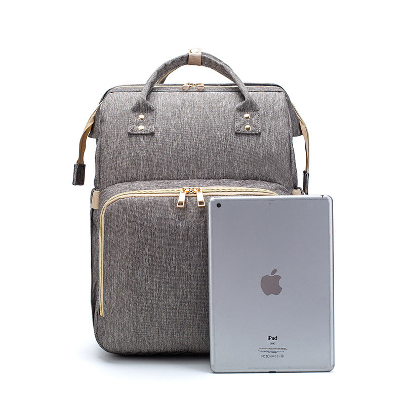 3-in-1 Mommy Bed Backpack with USB Charging | Folding Portable Baby Crib & Diaper Bag | Large Capacity Multi-Function Travel Backpack | Trendy Waterproof Maternity Bag for Moms & Dads | 2026 High-Fashion Smart Parenting Gear