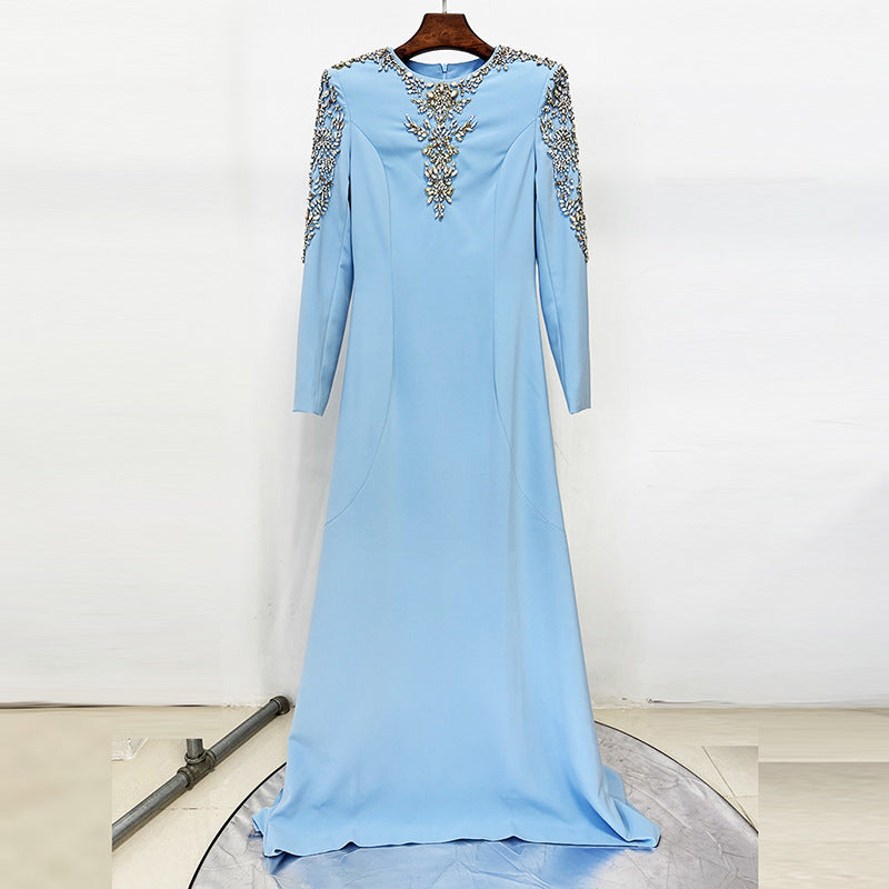 Heavy-duty Beaded And Diamond-encrusted Petite-trailing Long Dress