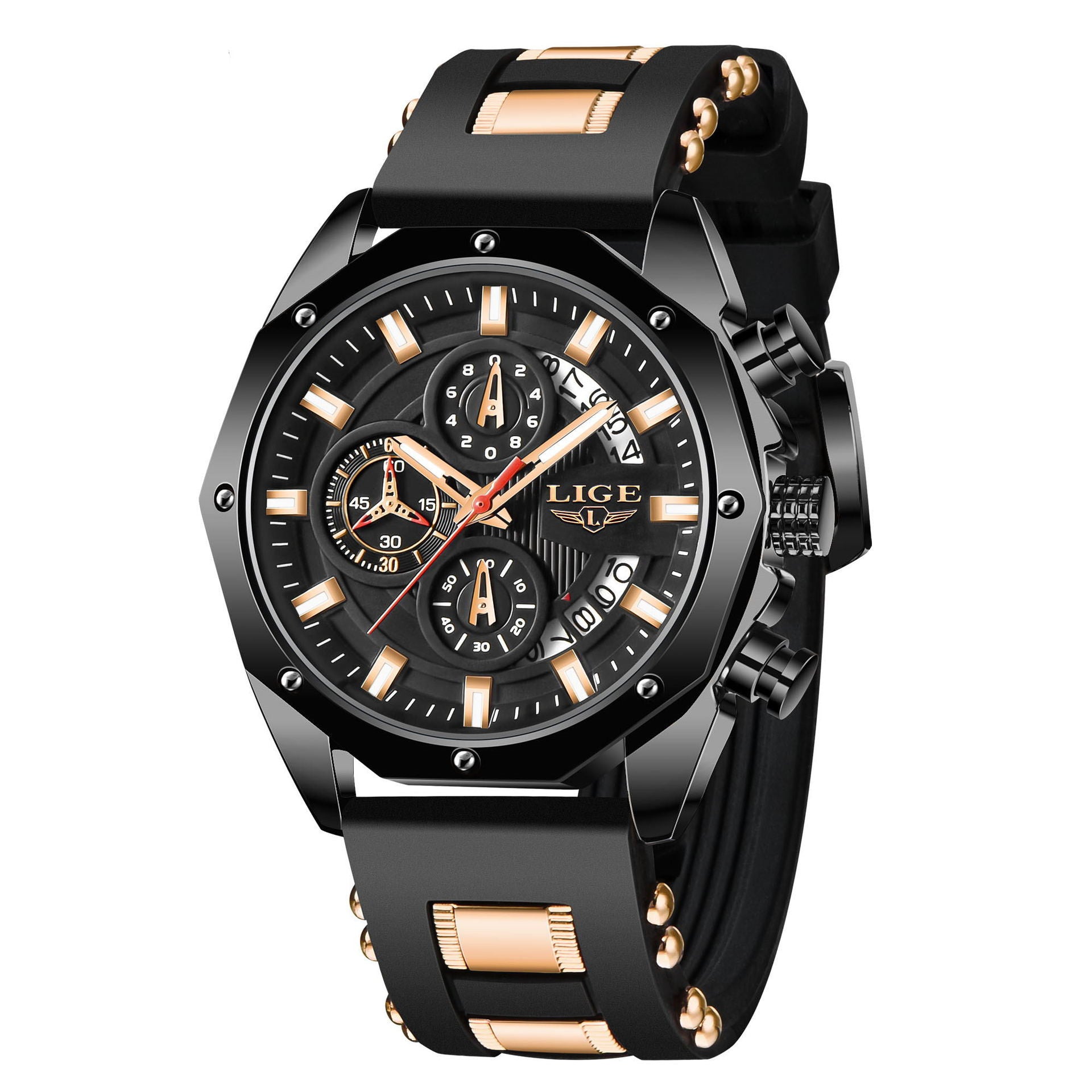 Luxury Men's Sport Chronograph Watch | Premium Silicone Strap Waterproof Wristwatch | Top Brand Luxury Quartz Date Clock | High-Performance Tactical Sport Watch for Men