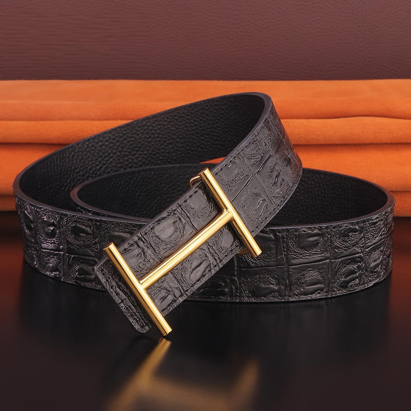 Men’s Premium Leather Belt with Pure Copper Buckle | Youth Fashion Genuine Leather Waist Strap | Classic Luxury Business Casual Belt | Durable High-Quality Cowhide Belt for Men
